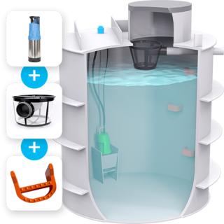 Set nádrž na vodu dvouplášťová 15m3