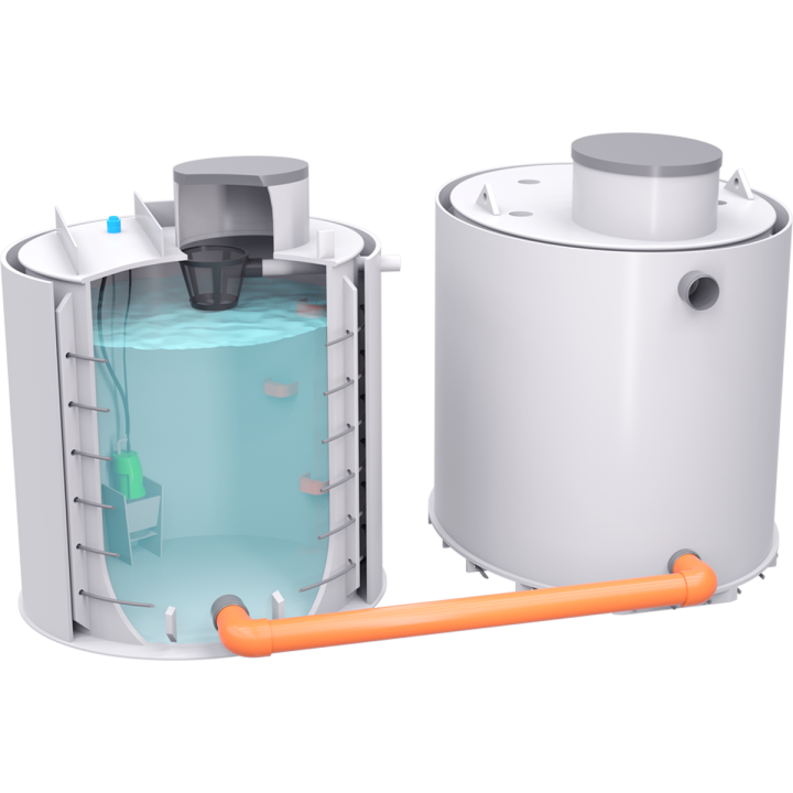 Set nádrž na vodu dvouplášťová 30m3