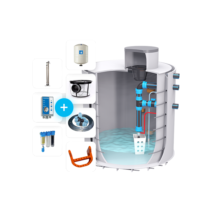 Set dvouplášťový 4m3 nádrž k zalévání a splachování WC